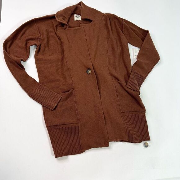 We The Free Cardigan Sweater Womens XS Chestnut Brown Single Button Knitted - Picture 1 of 11